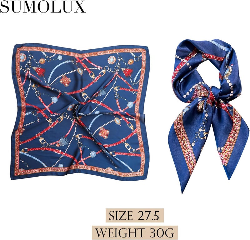 Sumolux Head Hair Scarf for Women Like Satin Silk Scarf Bandana Hair Wrapping Night Large Square Scarves 27.5" - Image 2